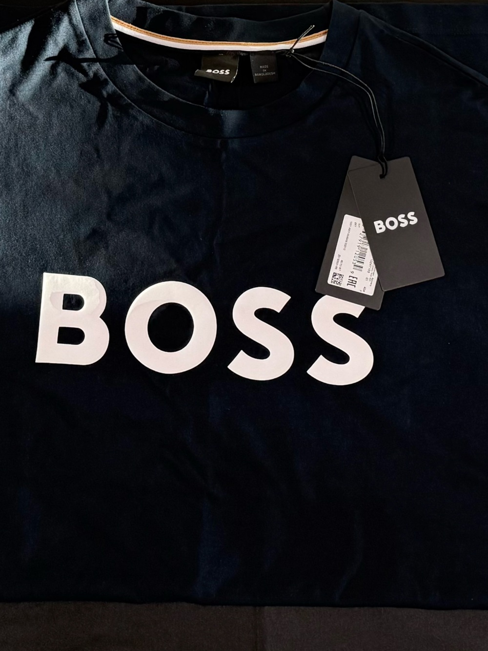 BOSS Navy Short Sleeve Tee with White Logo